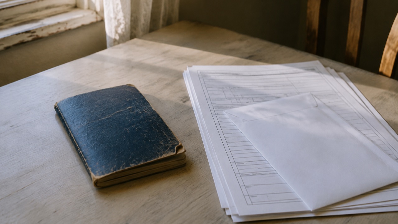 An expired foreign passport beside a stack of pending U.S. immigration paperwork